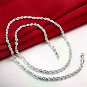 Pulsera de Fiesta, Accesorios Plateados, Cadena de Cuerda de 4MM, 40-60cm, 2 Piezas, Collar y Pulsera para Hombre y Mujer, Regalo de Boda, Joyería de Moda - Product Image 3