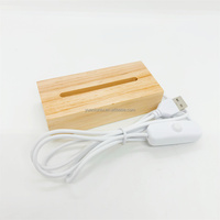 Nouvelle base de lampe 3D base émettrice de lumière en bois LED support de lampe en bois diffuseur d'encens support de lampe base en cristal lumière PC intégrée led