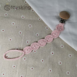 Clip de cadena para <span class=keywords><strong>chupete</strong></span> recién nacido, juguete de conejo de ganchillo de Madera Suave, mordedor, soporte para <span class=keywords><strong>chupete</strong></span> para bebé - Product Image 6