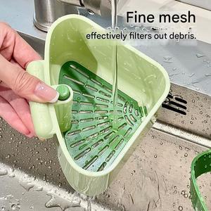 Nouveau 2025 – Panier égouttoir d'angle triangulaire écologique réutilisable à ventouse, avec passoire en <span class=keywords><strong>plastique</strong></span> détachable et vidange à une touche - Product Image 4
