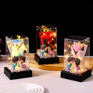 Lampe Saint-Valentin 2026 créative faite à la main avec fleur éternelle sous cloche en verre, cadeau d'Halloween, vente en gros - Product Image 2