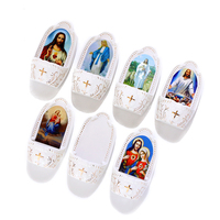 Komi Fuente de Agua Bendita Colgante de Cerámica Personalizada con Patrón de Imágenes de Jesucristo Religioso Católico al por Mayor