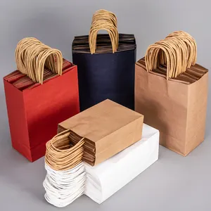 Supplier Custom Logo Luxury Shopping Gift Jewelry Brown Craft Kraft Paper Bags With Handle