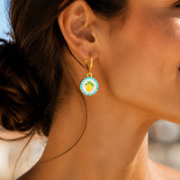 Boucles d'oreilles pendantes en acier inoxydable de style français, plaquées or 18 carats, avec émail en forme de citron