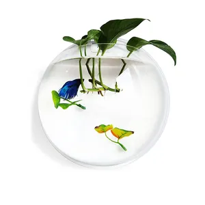 Macetas decorativas para acuario, Acuario de pecera de acrílico transparente montado en la pared, venta al por mayor
