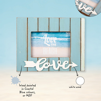 Cadre photo en bois vieilli blanc cadre photo nautique de sable côtier fait à la main pour table ou accrocher au mur pour les vacances d'été