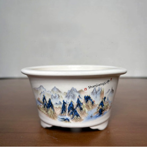 Chậu cây cảnh bonsai gốm sứ trắng nhỏ, thủ công, chất lượng cao, bền, họa tiết vẽ tay, thích hợp cho nhà cửa, vườn, cây hoa, trung tâm thương mại - Product Image 6