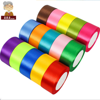 Ruban en satin polyester personnalisé, uni, tissé, 1/8, 1/4, 3/8, 1/2, 5/8, 6/8, 1, 1-1/2, 2, cadeau, simple/double face, emballage en papier cartonné, 100