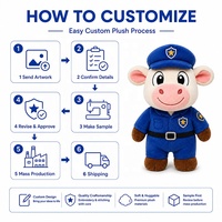 Peluche personnalisée Vache en uniforme avec lunettes Fabricant OEM de jouets en peluche Spécialisé dans la conception de personnages originaux