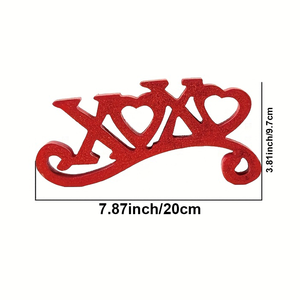 قطعتان من الزينة الخشبية للطاولة بتصميم منحني على شكل XOXO وقلب. مثالي لعشاء عيد الحب، والاعترافات الحلوة والحفلات - Product Image 2