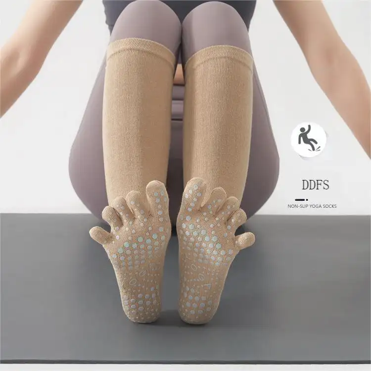 Gym Dance Damen Custom Pilates Socken Fünf-Finger-Yoga-Socken Rutsch feste Fitness-Griffe Fünf Zehen socken für Pilates
