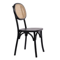 Chaise de salle à manger en bois massif de style rustique moderne pour l'extérieur/l'intérieur, idéale pour les mariages, les banquets, les hôtels, avec dossier en rotin croisé