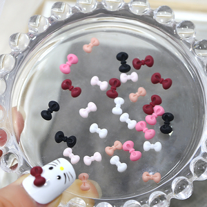 50 piezas/bolsa, venta al por mayor, dijes de resina con lazo de gatito, adornos de uñas kawaii, diamantes de imitación de resina 3D, decoración de uñas DIY para niñas - Product Image 5