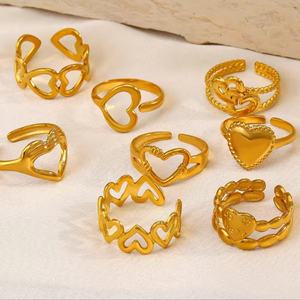 New Anti Tarnish Wholesale Bulk Gold Plated Heart <b>Open</b> <b>Ring</b> Jewelry Gift Stainless Steel Geometric Adjustable <b>Rings</b> for Women - Product Image 6