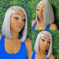 Promo Letsfly 33$ Wig Bob Pendek Highlight Warna Campuran untuk Wanita Kulit Hitam Wig Lace Front 13x4 Rambut Virgin Brazil
