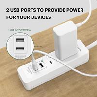 Taşınabilir Küçük Priz Çoğaltıcı 2 Prizli Güç Şeridi 2 USB Girişli ETL Dalgalanma Korumalı 125V 15A ABS Malzemeli Uzatma Prizi