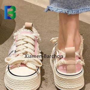 Barchon vente en gros Femme Tendance 2024 toile chaussures décontractées femmes plate-forme vulcanisée baskets - Product Image 1