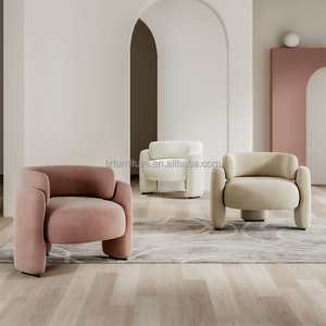 Sillón Moderno de Diseño con Tapicería de Tela Teddy, Sillón Curvo con Respaldo de Ala, Muebles para Recepción de Hotel, Galería de Arte - Product Image 3