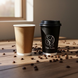 Vasos de Papel para Café Sunshine de Doble Pared Aislados, Vasos Desechables para Bebidas Calientes a Prueba de Fugas para Cafetería - Product Image 1
