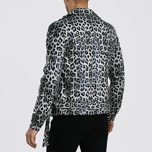 Giacca da lavoro di alta qualità giacca di pelle leopardata con cerniera stile moto giacca da uomo alla moda giacche di pelle moto - Product Image 4