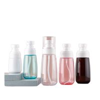 Flacon pulvérisateur cosmétique ovale en plastique pour animaux de compagnie 30ml/60ml/100ml, soin de la peau, pompe à jet fin-moyen, surface sérigraphiée