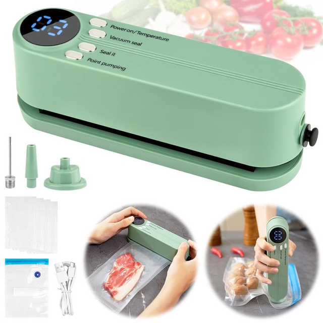 60kPa Wireless Portable Vacuum Sealer Machine with 3 Adjustable Modes & 1200mAh Battery for Food Storage