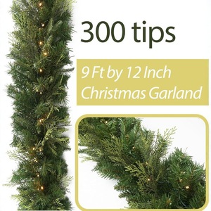 Popolare Ghirlanda Natalizia Artificiale Verde Interamente in Plastica Effetto Naturale con Luci a Led - Product Image 3