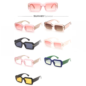 New Trendy Rectangle Custom Gold Decorate Luxury Sunglasses Fashion Designer Small Rectangular <b>Sun</b> Glasses for Women Men <b>Shades</b> - Product Image 2