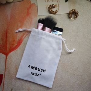 Reusable Custom Logo Printed Velvet Fabric Jewelry Pouch <b>Small</b> Drawstring Gift Storage Packaging Cosmetic Dust Velvet <b>Bag</b> - Product Image 1