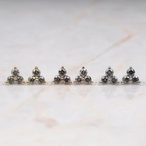Trio Bohemian <b>Sterling</b> <b>Silver</b> Lab-Grown Diamond <b>Stud</b> Earring | Mini Earring Pair | Salt and Pepper Round Brilliant Cut - Product Image 1