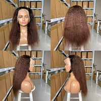Perruque longue en dentelle 13x4 14A, style Jackie, avec raie au milieu, cheveux Yaki lisses, emballage personnalisé et marque de commerce pour l'exportation