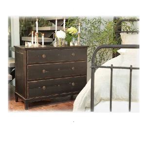 ตู้ลิ้นชักไม้สีดำโบราณ 3 ชั้น พร้อมอุปกรณ์ทองเหลืองสำหรับห้องนอน - Product Image 3