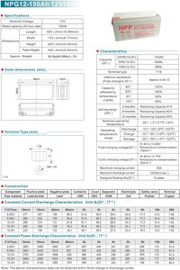 NPG12-150Ah Best Energy Storage Maintenance Free Rechargeable Sealed Lead Acid 12V 150Ah Gel Battery - Product Image 4