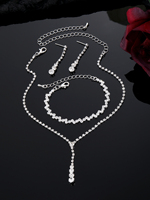 Lot de 3 Pièces Bijoux Scintillants et Élégants pour Mariée avec Strass et Diamants : Collier, Bracelet, Boucles d'Oreilles pour Mariages et Anniversaires