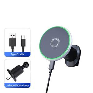 Support d'aspiration magnétique <span class=keywords><strong>lumineux</strong></span> 15w charge rapide Triangle support de téléphone de <span class=keywords><strong>voiture</strong></span> stable chargeur sans fil 360 support de chargeur de Rotation - Product Image 1