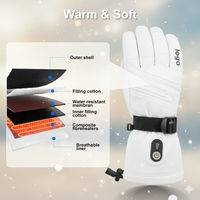 Gants de ski chauffants à piles, imperméables, compatibles avec les écrans tactiles, coupe-vent, avec sangle de poignet réglable, antidérapants