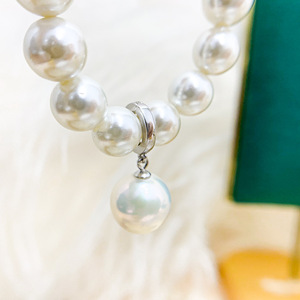 Pendentif en argent S925 avec perles rondes de 8 à 12 mm, accessoires de perles DIY, boucle vide pour collier, pendentif 30887 - Product Image 3