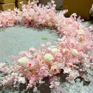 Fine Real Touch White Silk Rose Flower Runner Artificial Pink Orchid Flower Runner Decoración Road Guide - Product Image 3