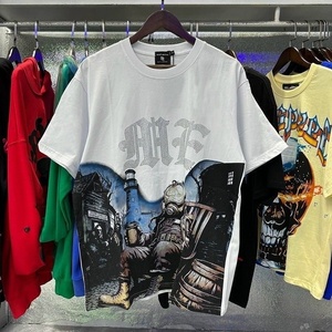 T-shirt <span class=keywords><strong>in</strong></span> cotone con collo alto MIXED EMOTION, stampa retrò, strass termoadesivi, lettere, alla moda, stile streetwear, casual, hip hop - Product Image 2