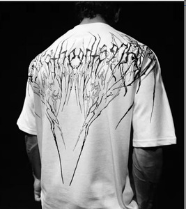 King Mcgreen Star américain rétro rue sombre vêtements Harajuku décontracté ample T-shirt hommes été gothique surdimensionné manches courtes - Product Image 1