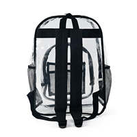 Sac à dos de travail et de voyage robuste en PVC transparent imperméable à double couche avec fermeture éclair et séparateur en maille