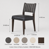 Chaise de salle à manger moderne rembourrée en gros, siège en cuir avec dossier en tissu rayé pour café et hôtel, OEM ODM
