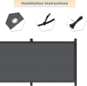 Vườn <span class=keywords><strong>100</strong></span>% <span class=keywords><strong>polyester</strong></span> không thấm nước ban công màn hình riêng tư màu xám Windproof Shade net với grommets - Product Image 3