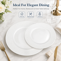 Assiettes à dîner en porcelaine blanche de haute qualité, écologiques et personnalisées pour un usage domestique - Conviennent au micro-ondes et au lave-vaisselle, design simple