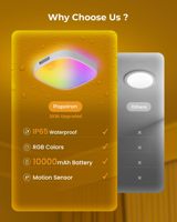 Lampe de Plafond à Détecteur de Mouvement Rechargeable pour Plafond avec Batterie 10000mAh, Étanche IP65, Télécommande, Lampe de Douche avec Couleurs RGB
