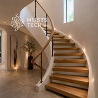 Escalier Courbé de Luxe Moderne et Artistique, Fabrication Professionnelle, Design Personnalisé