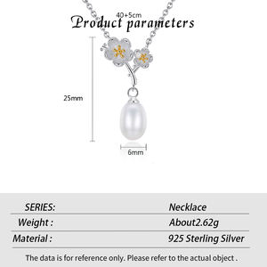 Collier en argent sterling S925 en gros avec perle d'eau douce, bijoux minimalistes de luxe pour femmes - Product Image 6
