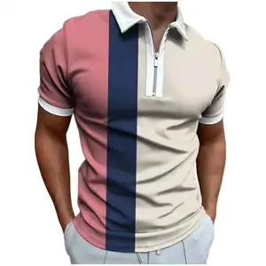 Nouveau polo pour hommes Chemise à manches courtes à fermeture éclair Pull Polo pour hommes décontracté et confortable