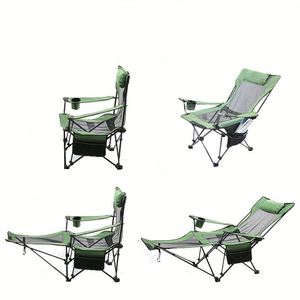 Chaise pliante compacte en métal pour le camping, la plage, la pêche, le pique-nique, avec repose-pieds - Product Image 2