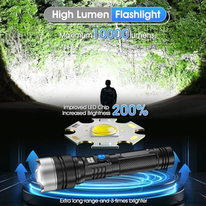 Linterna Táctica Recargable Tipo C con Luz LED Blanca de Alta Potencia y Largo Alcance (1000 Metros), Utiliza Batería 26650 - Product Image 3
